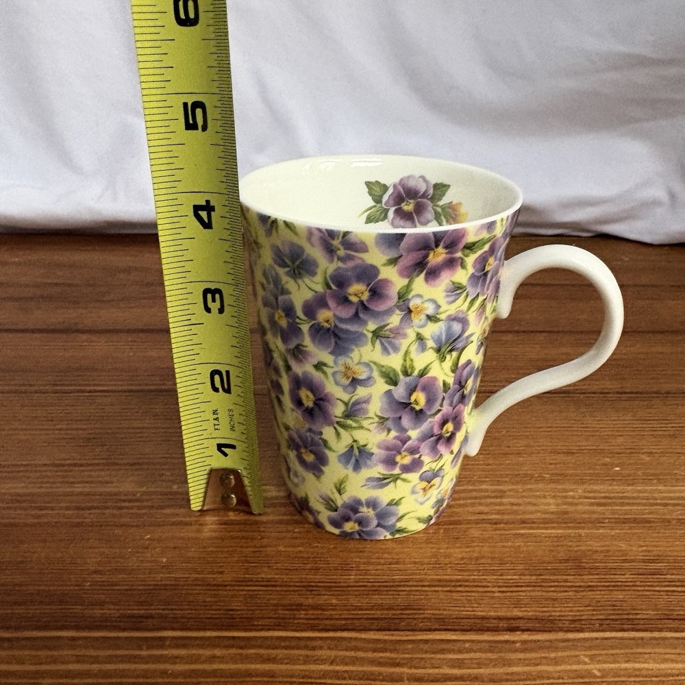 Crown Trent Fine Bone China England Purple Pansy Floral Coffee Tea Mug Cup - Picture 6 of 7